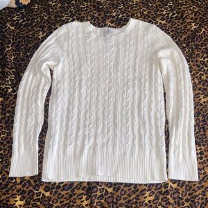 St. John's Bay White Cable Knit Crewneck Sweater